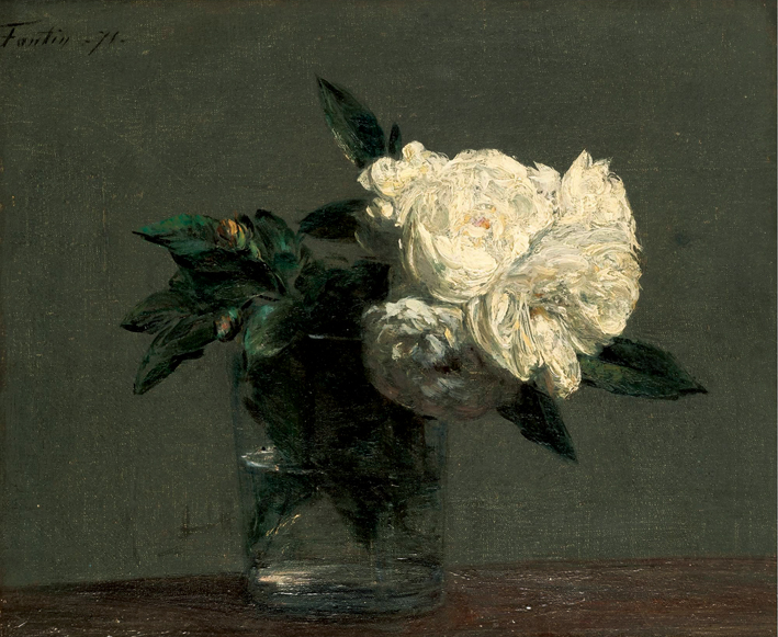  方丹·拉图尔 Fantin-Latour 玻璃上的玫瑰 ROSES in glass